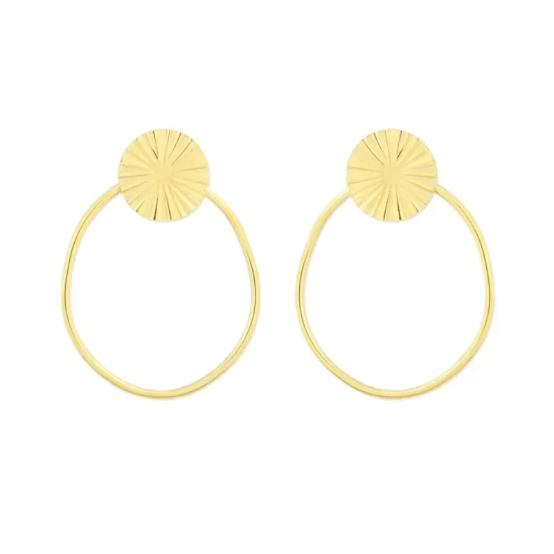 Pendientes Acero Inoxidable chapados oro 54 mm. círculo detalles aro