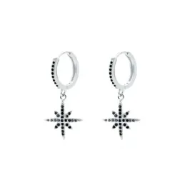 Pendientes Aros Plata Ley 925m mujer 26 mm. estrella polar colgante c