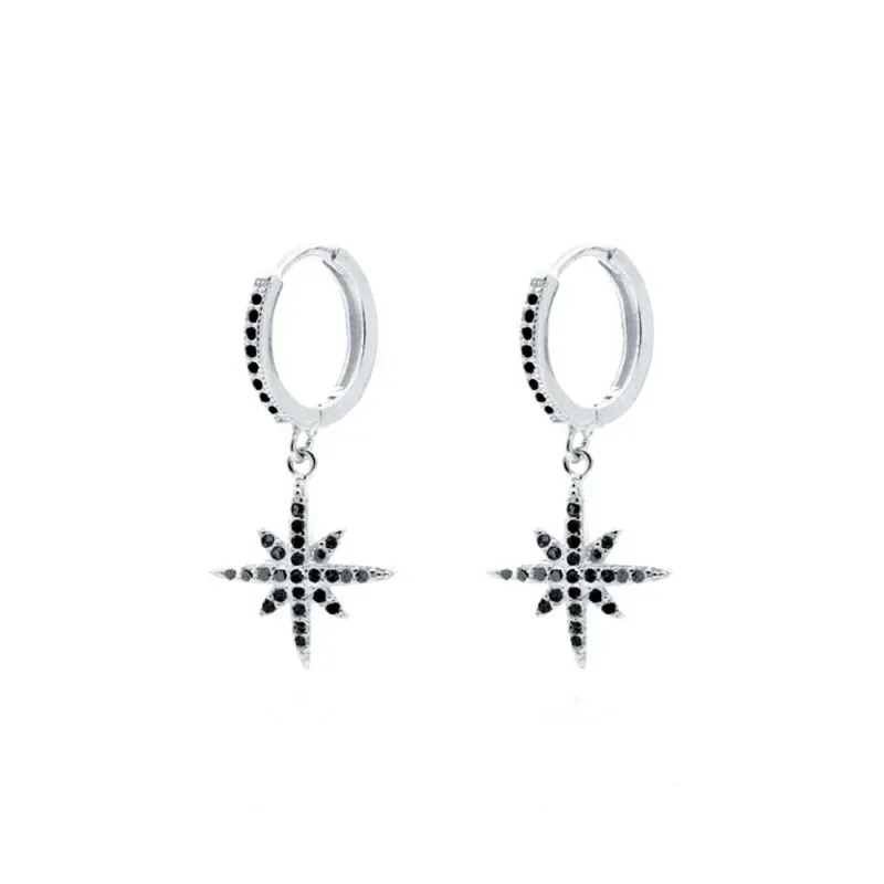 Pendientes Aros Plata Ley 925m mujer 26 mm. estrella polar colgante c