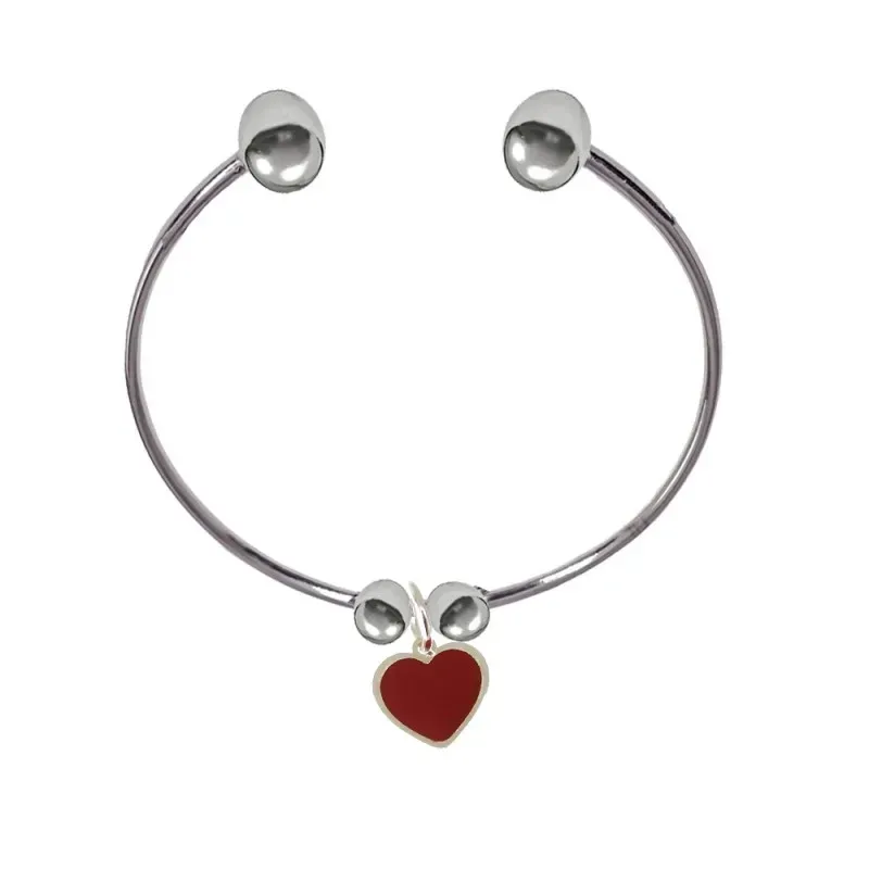 Pulsera Plata Ley 925m 66 mm. tubo 2.6 mm. Colección ENAMORADA Corazó