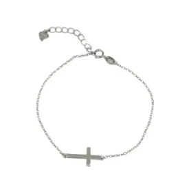 Pulsera Plata Ley 925m mujer 17 cm. Cruz lisa 24 mm. forzada alargada