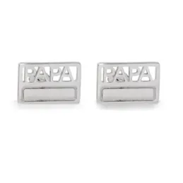 Gemelos Plata Ley 925m hombre 13 mm. mensaje  PAPÁ rodiados rectangul