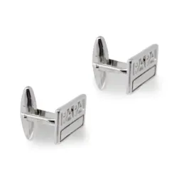 Gemelos Plata Ley 925m hombre 13 mm. mensaje  PAPÁ rodiados rectangul