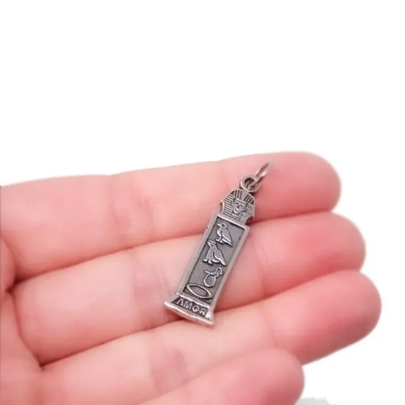Cartucho Egipcio Colgante Plata Ley 925m unisex AMOR símbolos jerogli