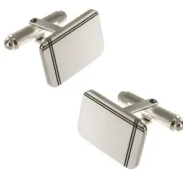 Gemelos Plata Ley 925m hombre 17 mm. oxidados rectangulares detalle l