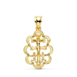 Cruz Caravaca Colgante Amuleto Oro 18k unisex 28 mm. cerco calado