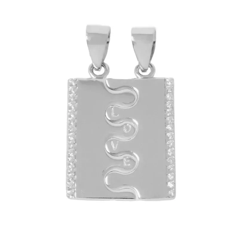 Enamorados Colgante Doble Plata Ley 925m unisex 20 mm. puzzle conjunt