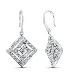 Pendientes Oro Blanco 18k mujer 34 mm. rombo forma circonitas