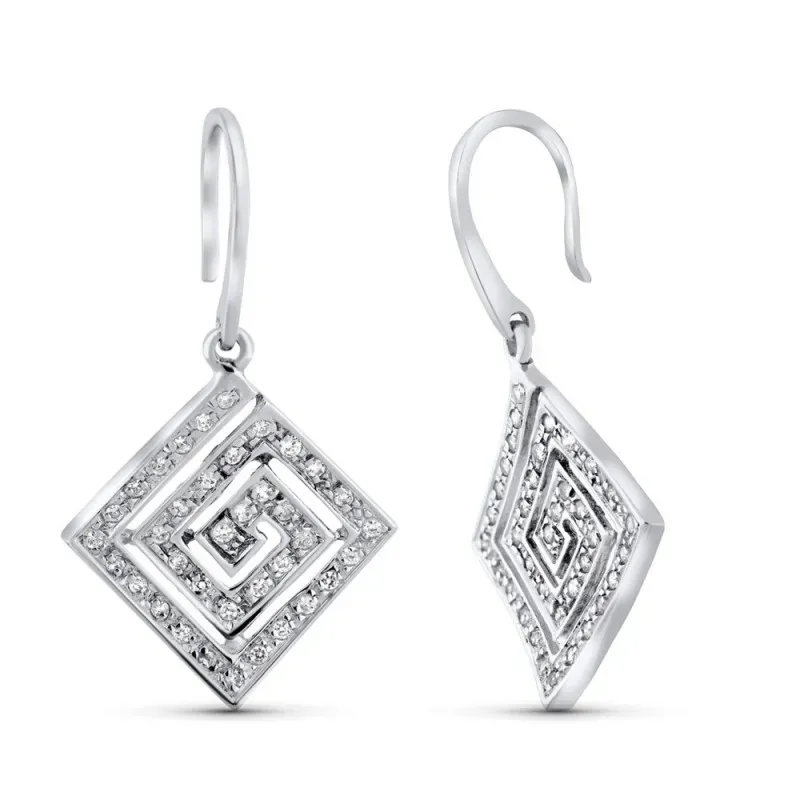 Pendientes Oro Blanco 18k mujer 34 mm. rombo forma circonitas