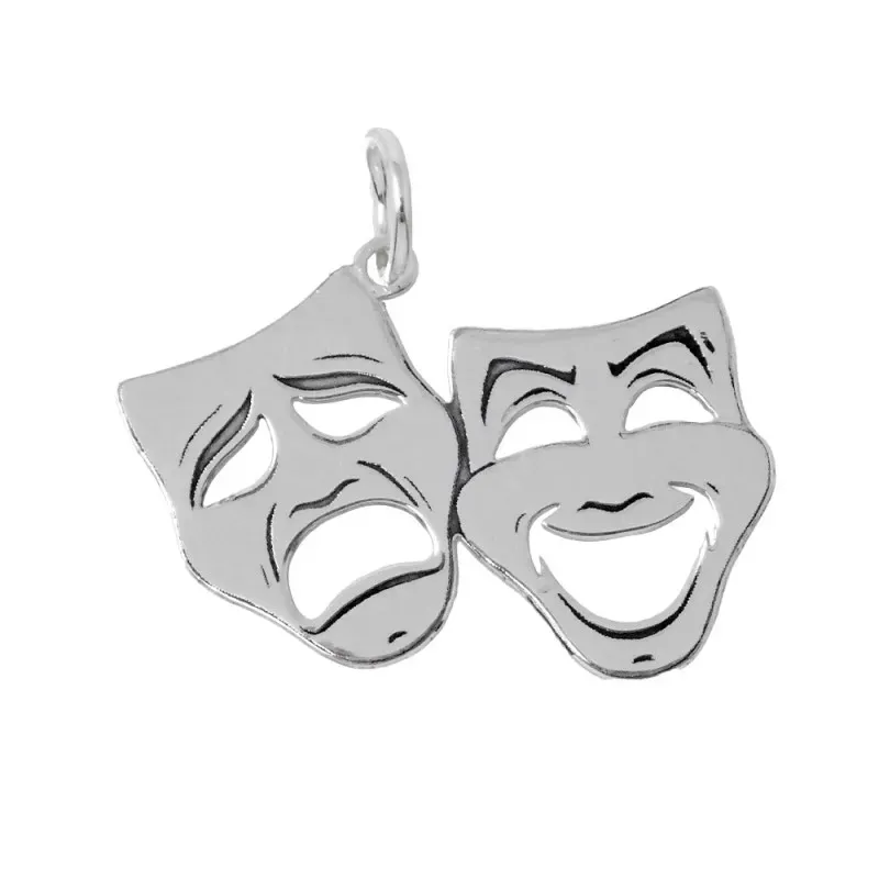 Máscaras Caretas Carnaval Colgante Plata Ley 925m unisex 25 mm. cara