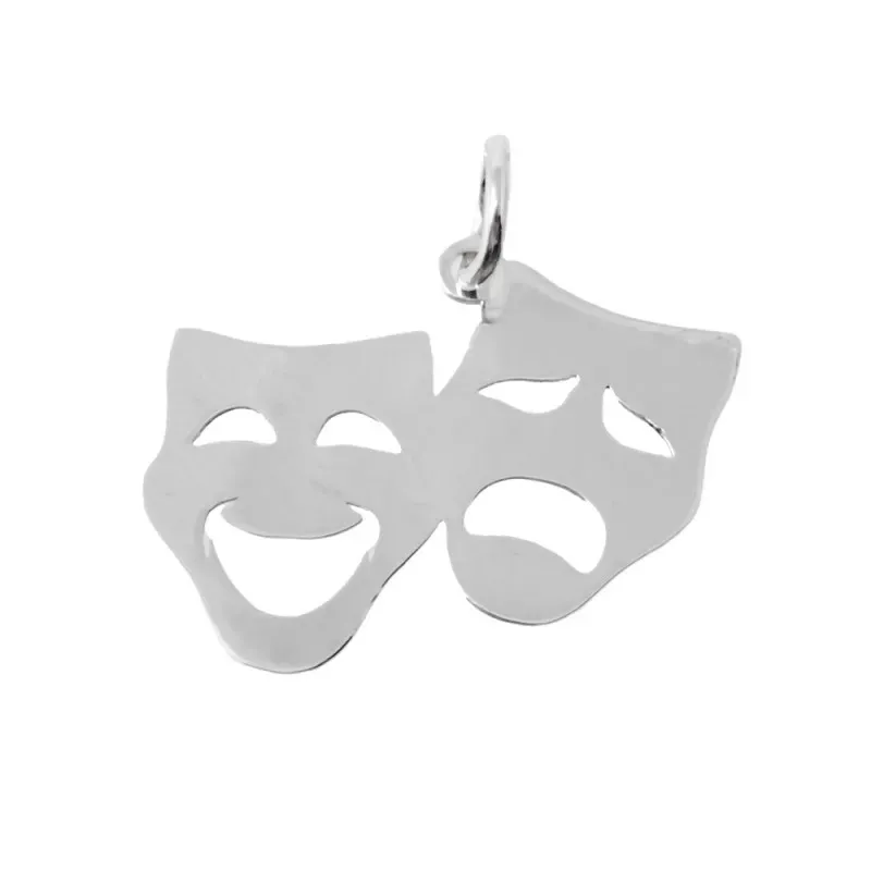 Máscaras Caretas Carnaval Colgante Plata Ley 925m unisex 25 mm. cara