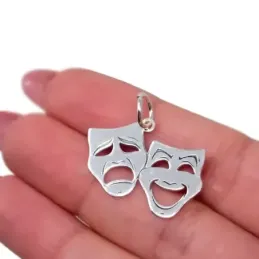 Máscaras Caretas Carnaval Colgante Plata Ley 925m unisex 25 mm. cara