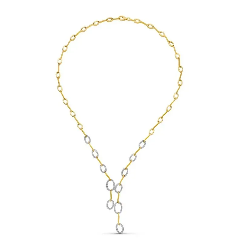 Gargantilla Oro Bicolor 18k mujer eslabones combinados barras ondulad