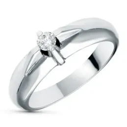 Solitario oro blanco 18k mujer diamante talla brillante centro 0.15ct