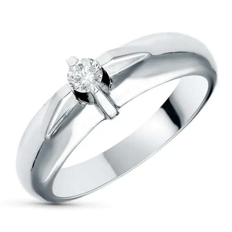 Solitario oro blanco 18k mujer diamante talla brillante centro 0.15ct