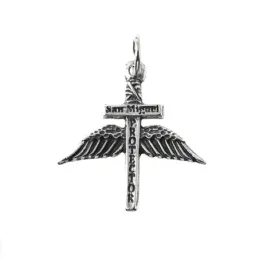 Espada Alas San Miguel Arcángel plata Ley 925m unisex 25 mm. colgante