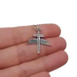 Espada Alas San Miguel Arcángel plata Ley 925m unisex 25 mm. colgante