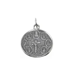 Siete Potencias Africanas colgante plata Ley 925m amuleto 25 mm. oxid