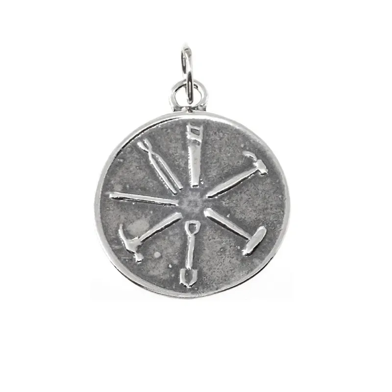 Siete Potencias Africanas colgante plata Ley 925m amuleto 25 mm. oxid