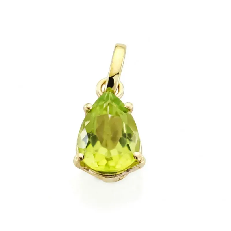 Colgante en Oro de 9k con piedra olivina de 8 mm. natural 1.19ct.