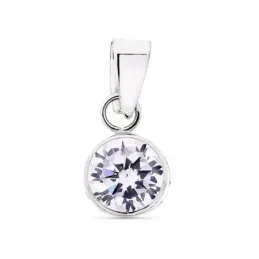 Colgante de Oro Blanco 9k chatón de 6 mm. con circonita