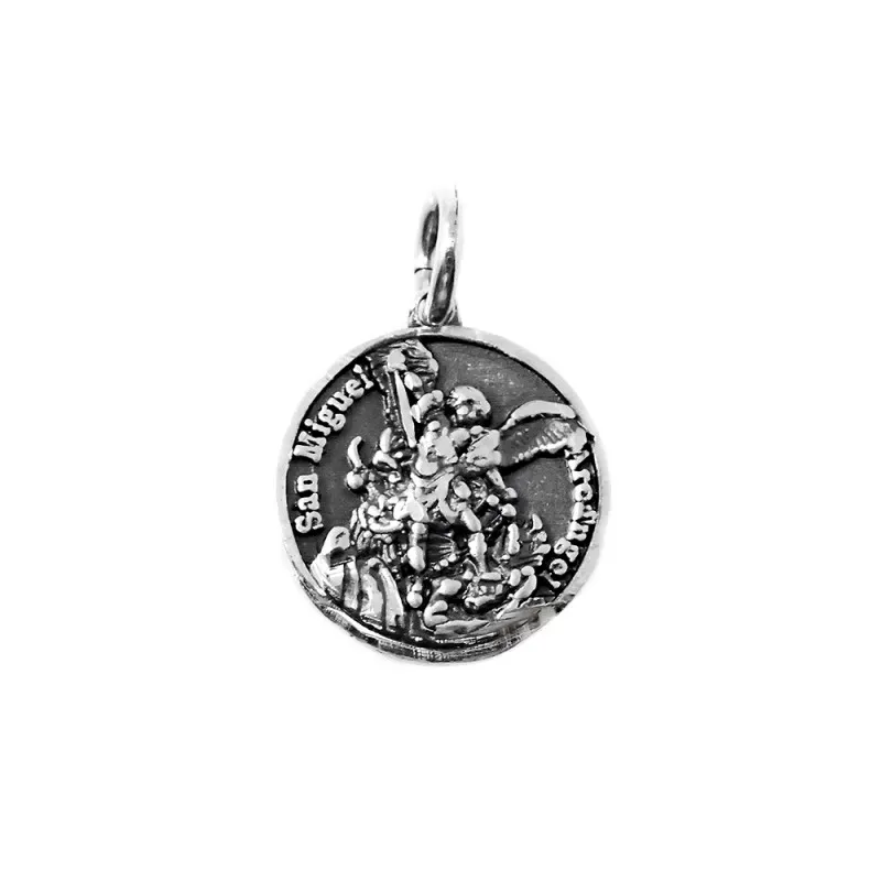 San Miguel medalla plata ley 925m unisex 14 mm. maciza detalles talla