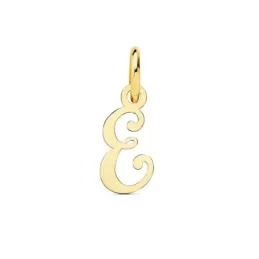 Colgante oro 18k letra inglesa E mayúscula 12mm. lisa calada