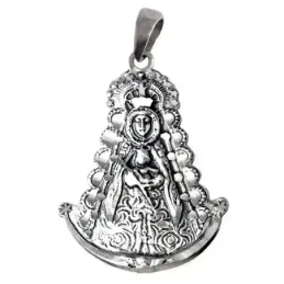 Colgante plata Ley 925m imagen Virgen del Rocío 38mm. maciza silueta