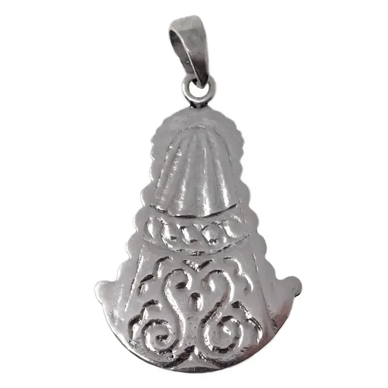 Colgante plata Ley 925m imagen Virgen del Rocío 38mm. maciza silueta