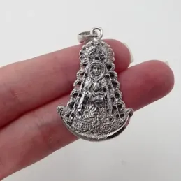 Colgante plata Ley 925m imagen Virgen del Rocío 38mm. maciza silueta