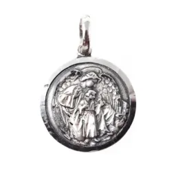 Ángel de la Guarda medalla plata Ley 925m maciza 19 mm. colgante bise