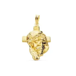 Cabeza de Cristo Colgante de Oro 9k con 26 mm. y cruz