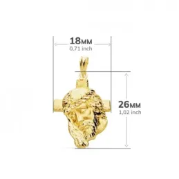 Cabeza de Cristo Colgante de Oro 9k con 26 mm. y cruz