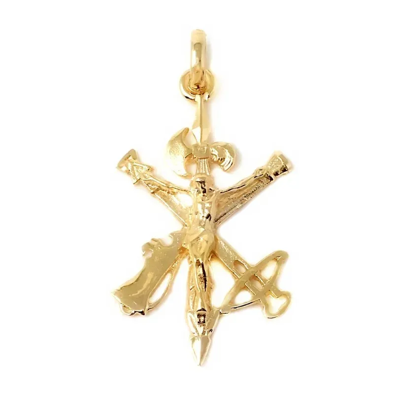 Cristo de la Legión colgante plata Ley 925m macizo 44 mm. chapado oro