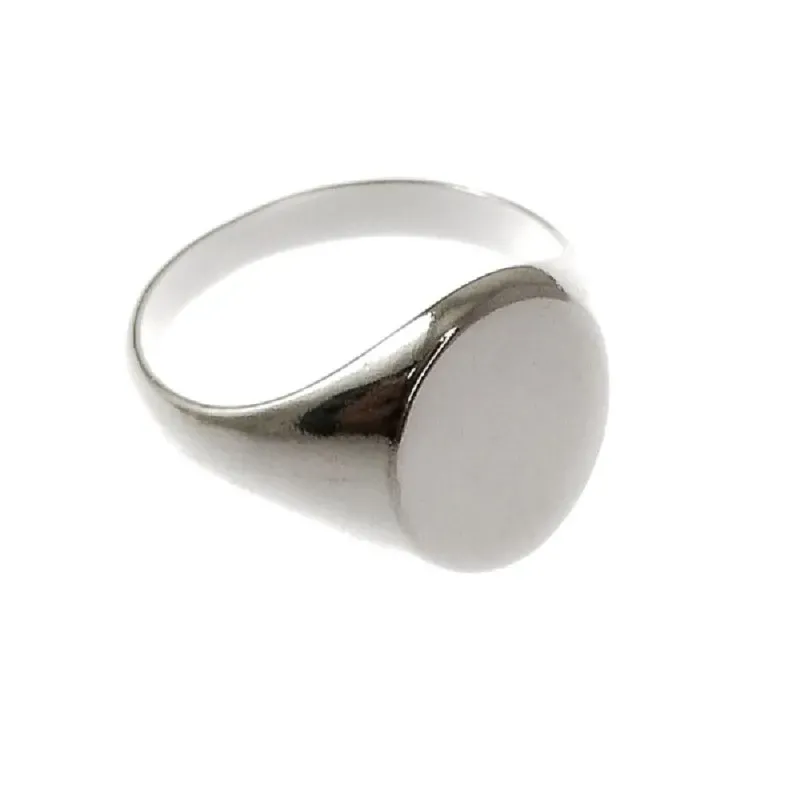 Sello plata Ley 925m hombre ovalado macizo liso