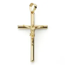 Cruz Colgante Cristo Oro 9k unisex 31 mm. lisa tubo