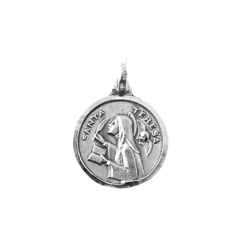 Santa Teresa medalla plata Ley 925m 18 mm. maciza unisex detalle bise
