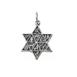 Estrella de la Suerte colgante plata Ley 925m amuleto 18 mm. detalle
