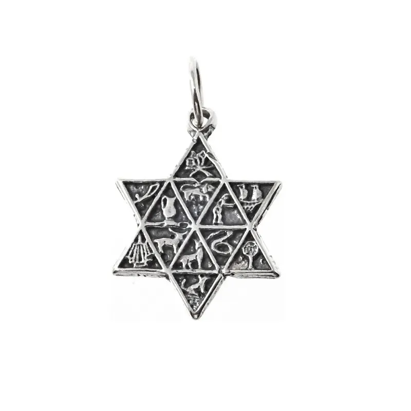 Estrella de la Suerte colgante plata Ley 925m amuleto 18 mm. detalle