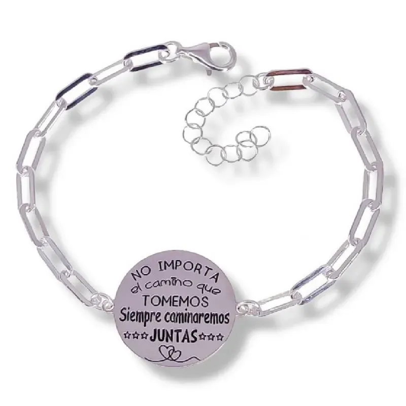 Pulsera plata Ley 925m mujer 17 cm. cadena forzada alargada detalle d