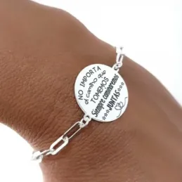 Pulsera plata Ley 925m mujer 17 cm. cadena forzada alargada detalle d