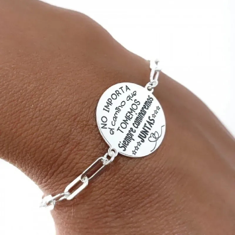 Pulsera plata Ley 925m mujer 17 cm. cadena forzada alargada detalle d