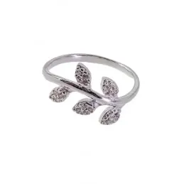 Sortija plata Ley 925m mujer lisa forma hojas cabeza
