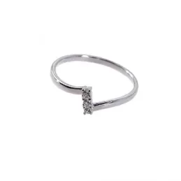 Sortija plata Ley 925m mujer lisa forma zig zag detalle circonitas ve