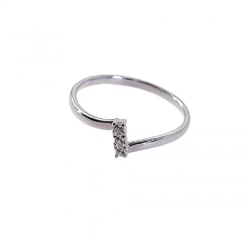 Sortija plata Ley 925m mujer lisa forma zig zag detalle circonitas ve
