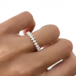 Sortija plata Ley 925m mujer circonitas centro cabeza combinadas lisa