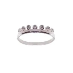 Sortija plata Ley 925m mujer circonitas redondas forma corona lisa