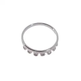 Sortija plata Ley 925m mujer circonitas redondas forma corona lisa