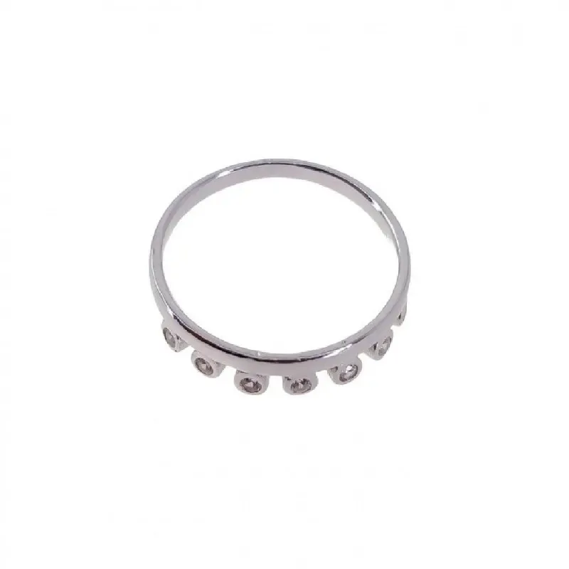 Sortija plata Ley 925m mujer circonitas redondas forma corona lisa