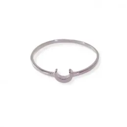 Sortija plata Ley 925m mujer cabeza forma luna 5 mm. combinada lisa